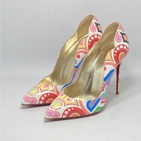 Christian Louboutin Hot Chick Print Pointed Toe Pump size 38.5 - Picture 4 of 13